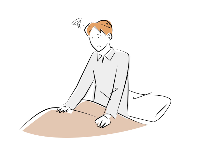 夜間、寝られない男性